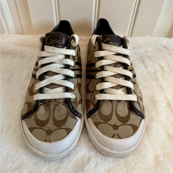 Coach Folly Signature C Brown Sneakers Ladies Sz 7 - Picture 1 of 4